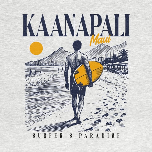 Vintage Surfing Kaanapali Beach Maui, Hawaii// Retro Surfer Sketch // Surfer's Paradise by Now Boarding